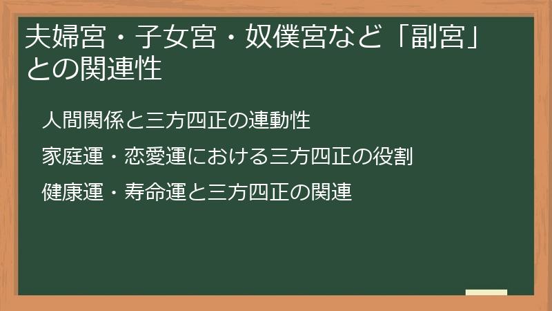 夫婦宮・子女宮・奴僕宮など「副宮」との関連性