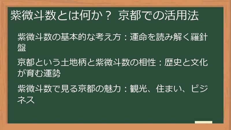 紫微斗数とは何か？ 京都での活用法