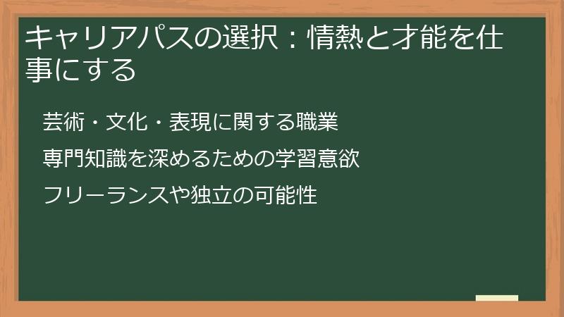 キャリアパスの選択:情熱と才能を仕事にする