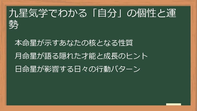 九星気学でわかる「自分」の個性と運勢