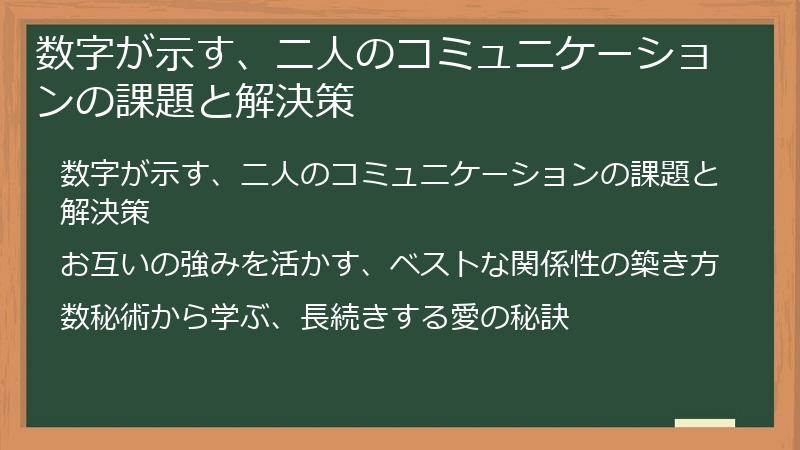 数字が示す、二人のコミュニケーションの課題と解決策