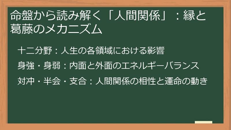命盤から読み解く「人間関係」：縁と葛藤のメカニズム