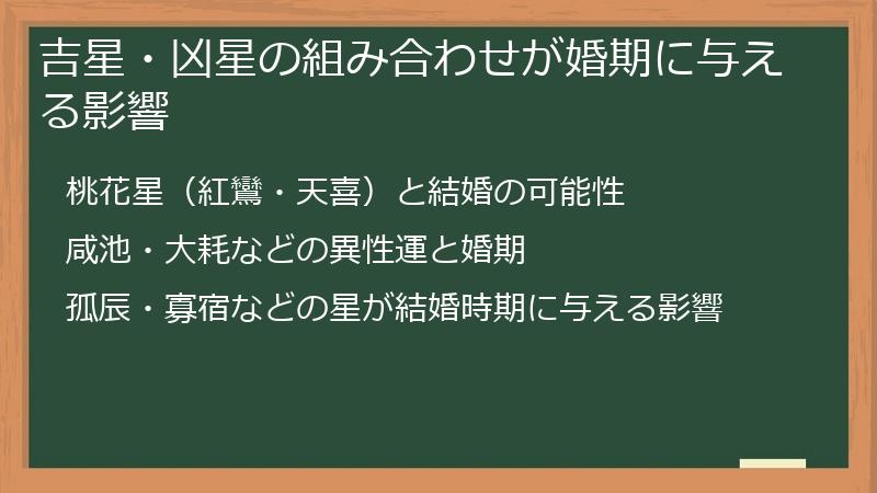 吉星・凶星の組み合わせが婚期に与える影響