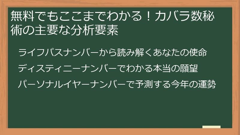 無料でもここまでわかる！カバラ数秘術の主要な分析要素