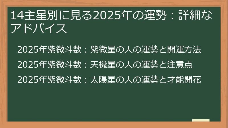 14主星別に見る2025年の運勢：詳細なアドバイス