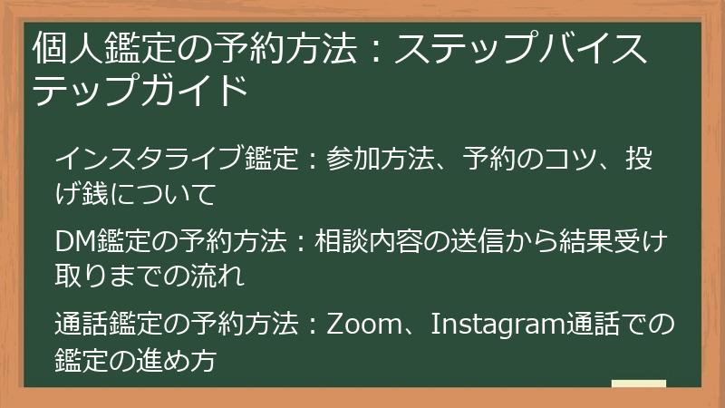個人鑑定の予約方法：ステップバイステップガイド
