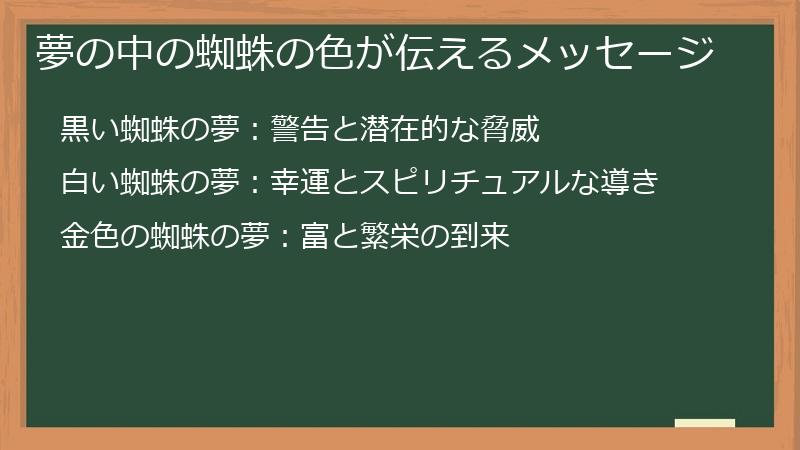 夢の中の蜘蛛の色が伝えるメッセージ