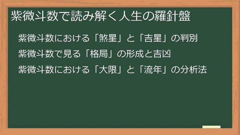 紫微斗数で読み解く人生の羅針盤