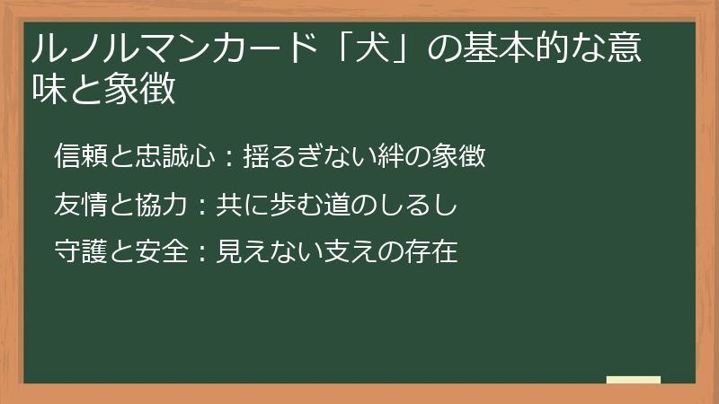 ルノルマンカード「犬」の基本的な意味と象徴