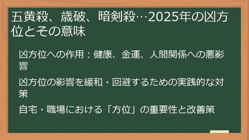 五黄殺、歳破、暗剣殺…2025年の凶方位とその意味