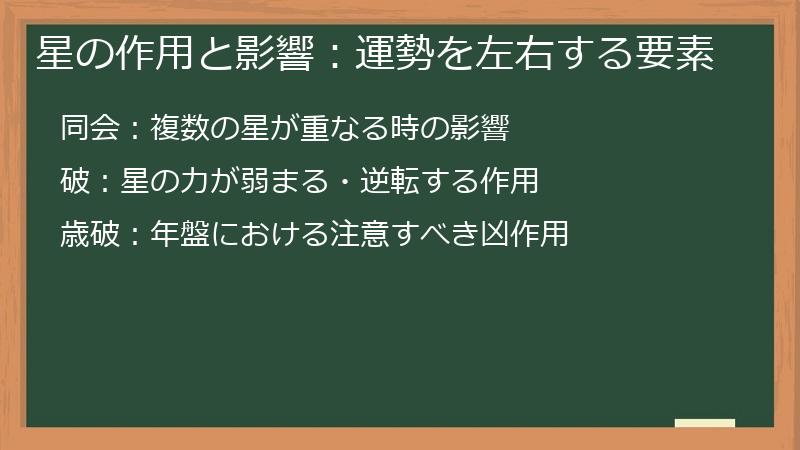 星の作用と影響：運勢を左右する要素