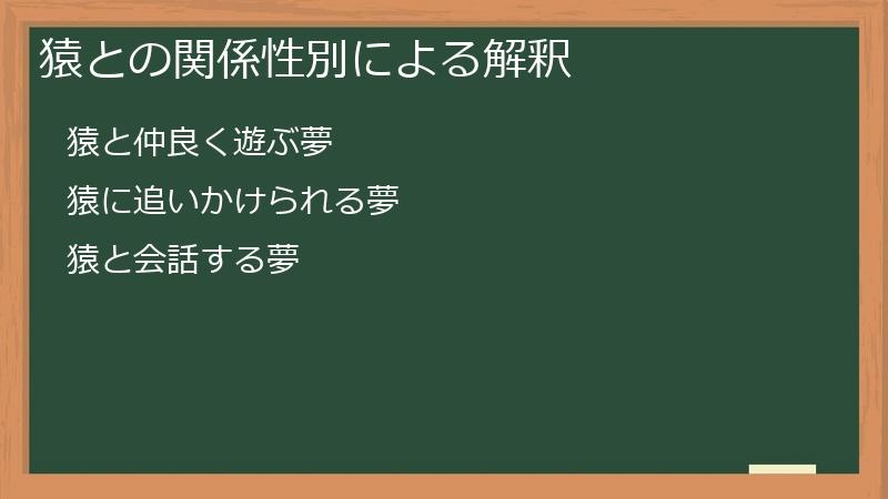 猿との関係性別による解釈