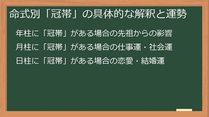 命式別「冠帯」の具体的な解釈と運勢
