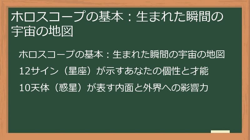 ホロスコープの基本：生まれた瞬間の宇宙の地図