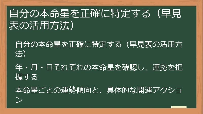 自分の本命星を正確に特定する(早見表の活用方法)