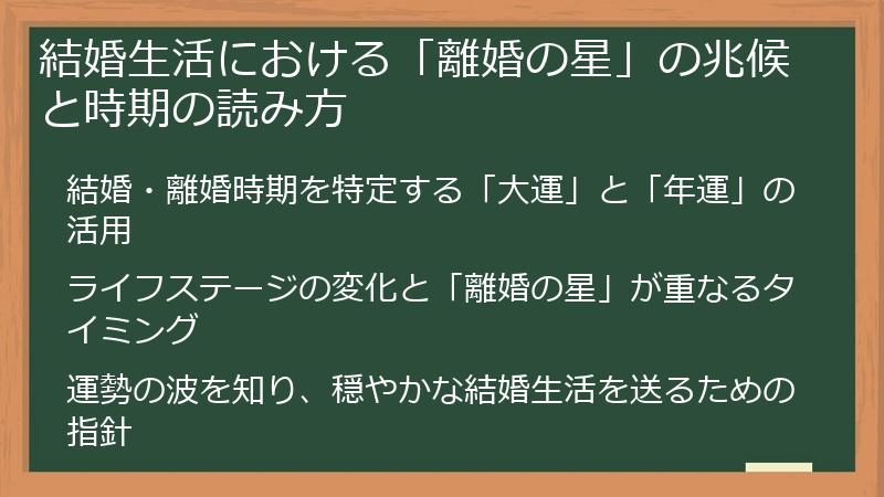 結婚生活における「離婚の星」の兆候と時期の読み方