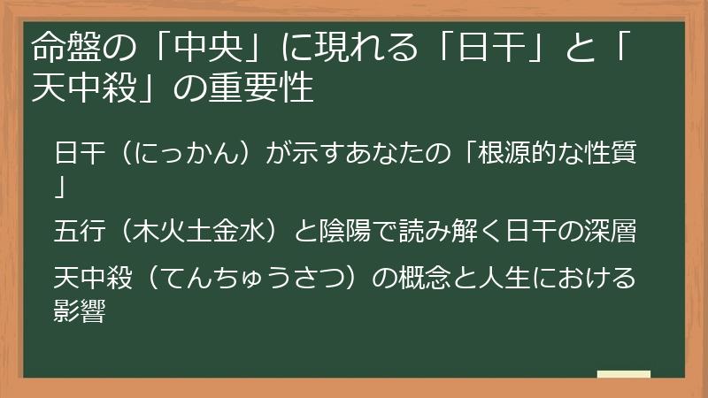 命盤の「中央」に現れる「日干」と「天中殺」の重要性