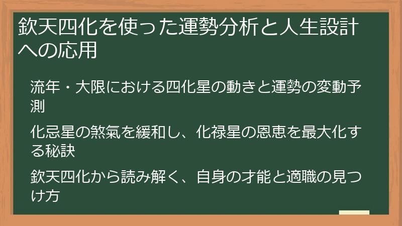 欽天四化を使った運勢分析と人生設計への応用
