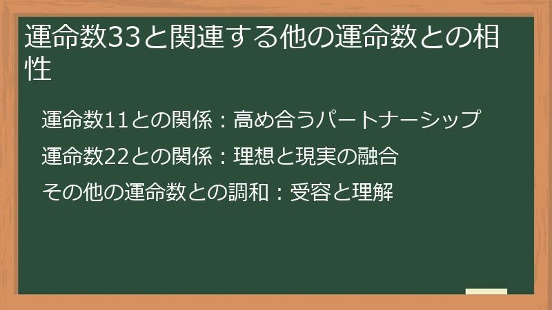 運命数33と関連する他の運命数との相性