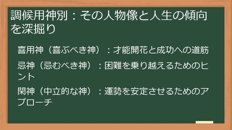 調候用神別：その人物像と人生の傾向を深掘り