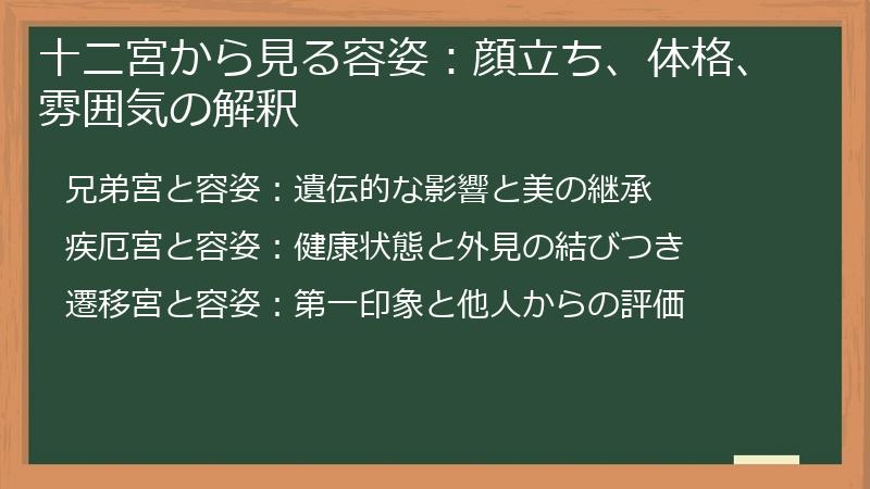 十二宮から見る容姿：顔立ち、体格、雰囲気の解釈