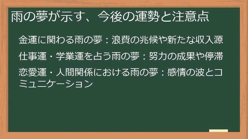 雨の夢が示す、今後の運勢と注意点