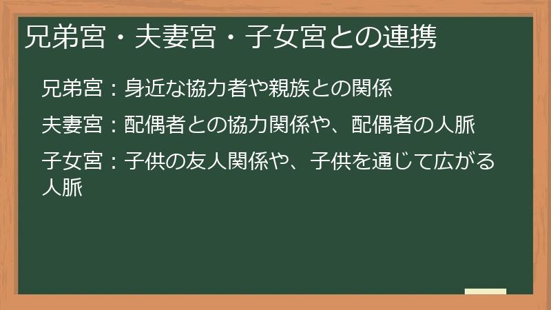 兄弟宮・夫妻宮・子女宮との連携