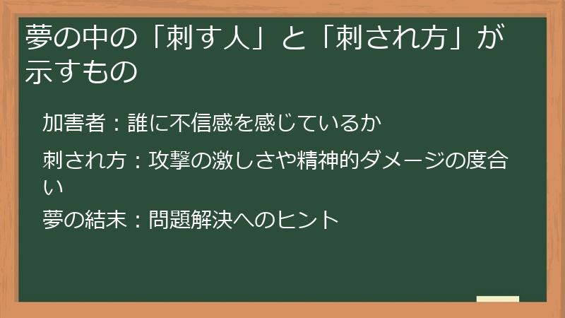 夢の中の「刺す人」と「刺され方」が示すもの