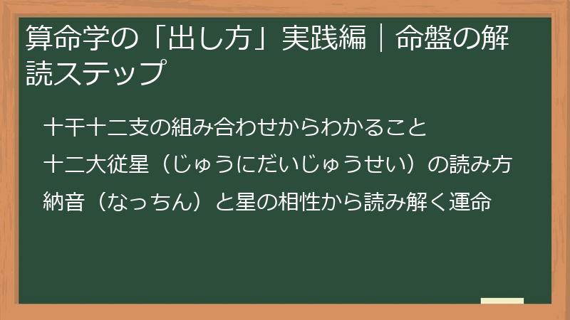 算命学の「出し方」実践編｜命盤の解読ステップ
