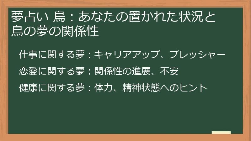 夢占い 鳥：あなたの置かれた状況と鳥の夢の関係性