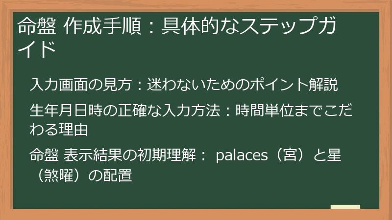 命盤 作成手順：具体的なステップガイド