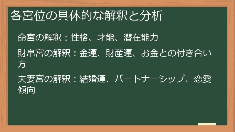 各宮位の具体的な解釈と分析