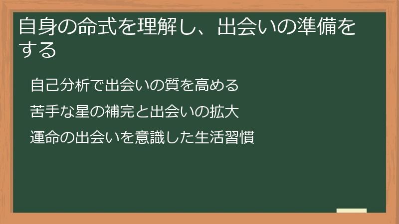自身の命式を理解し、出会いの準備をする