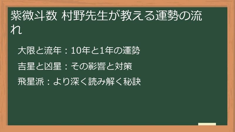 紫微斗数 村野先生が教える運勢の流れ