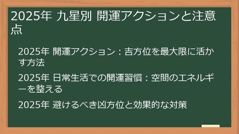 2025年 九星別 開運アクションと注意点