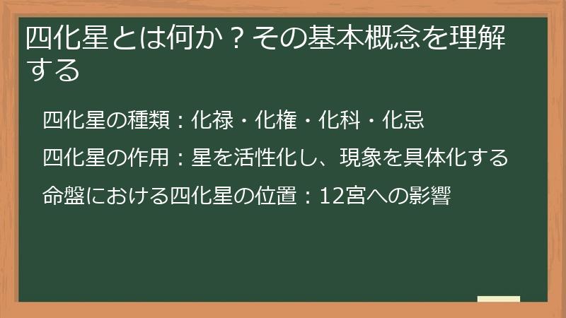 四化星とは何か？その基本概念を理解する