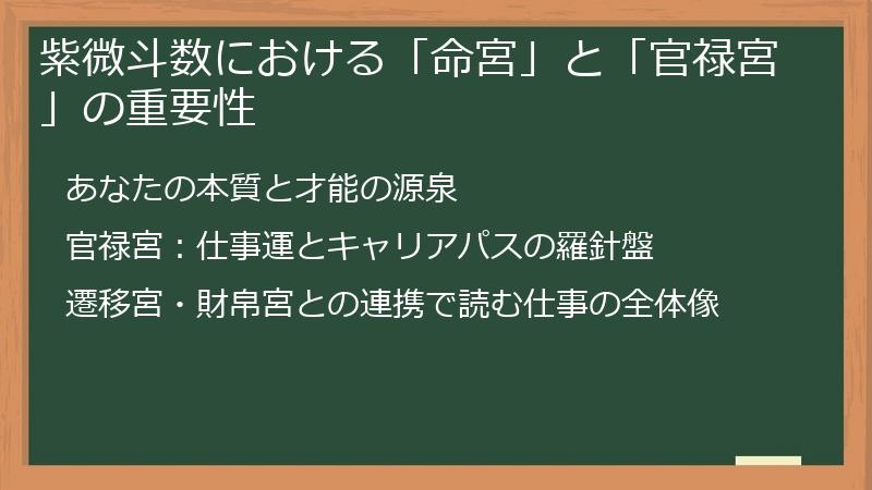 紫微斗数における「命宮」と「官禄宮」の重要性