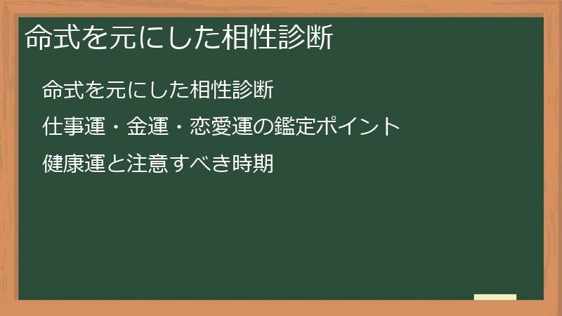 命式を元にした相性診断