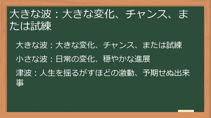 大きな波:大きな変化、チャンス、または試練