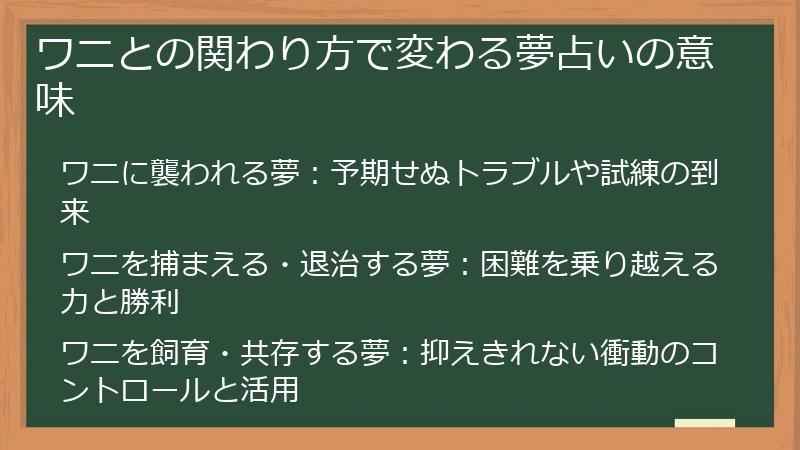ワニとの関わり方で変わる夢占いの意味
