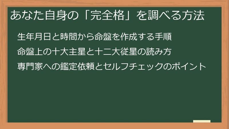 あなた自身の「完全格」を調べる方法