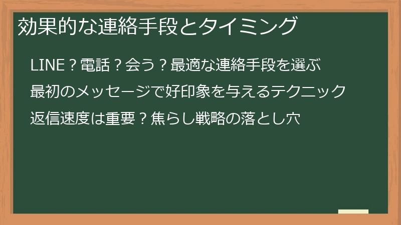 効果的な連絡手段とタイミング