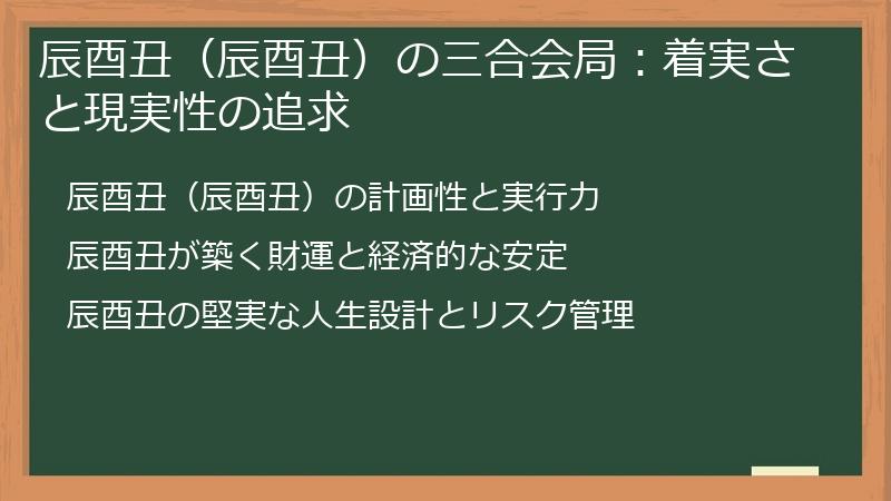 辰酉丑(辰酉丑)の三合会局:着実さと現実性の追求