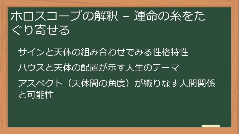 ホロスコープの解釈 – 運命の糸をたぐり寄せる