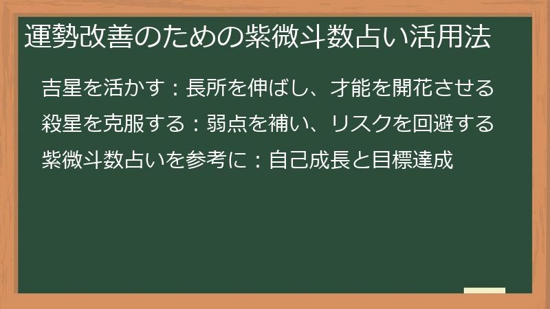運勢改善のための紫微斗数占い活用法