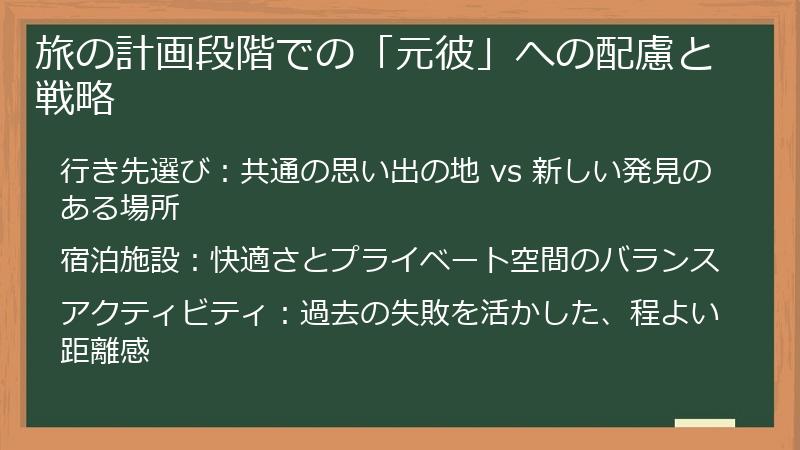 旅の計画段階での「元彼」への配慮と戦略