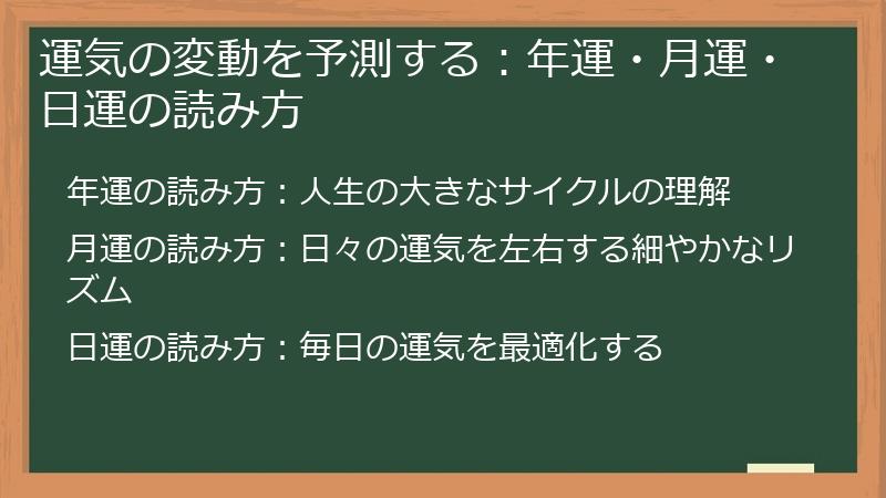 運気の変動を予測する：年運・月運・日運の読み方