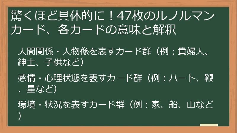 驚くほど具体的に！47枚のルノルマンカード、各カードの意味と解釈