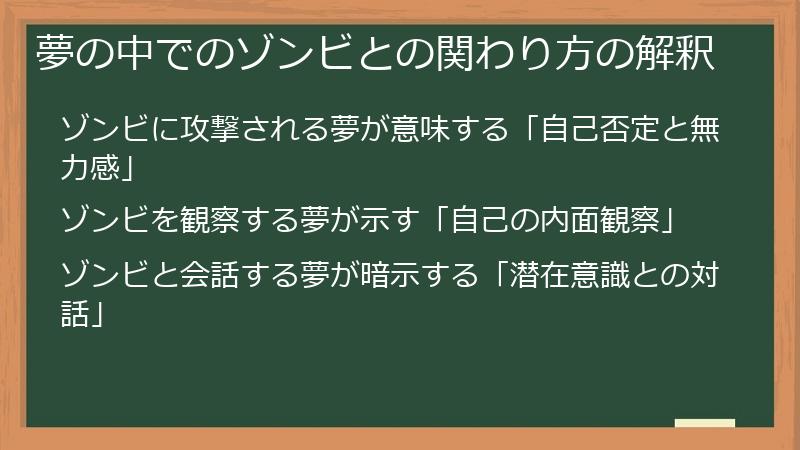 夢の中でのゾンビとの関わり方の解釈