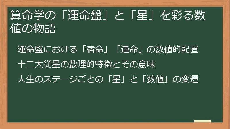 算命学の「運命盤」と「星」を彩る数値の物語